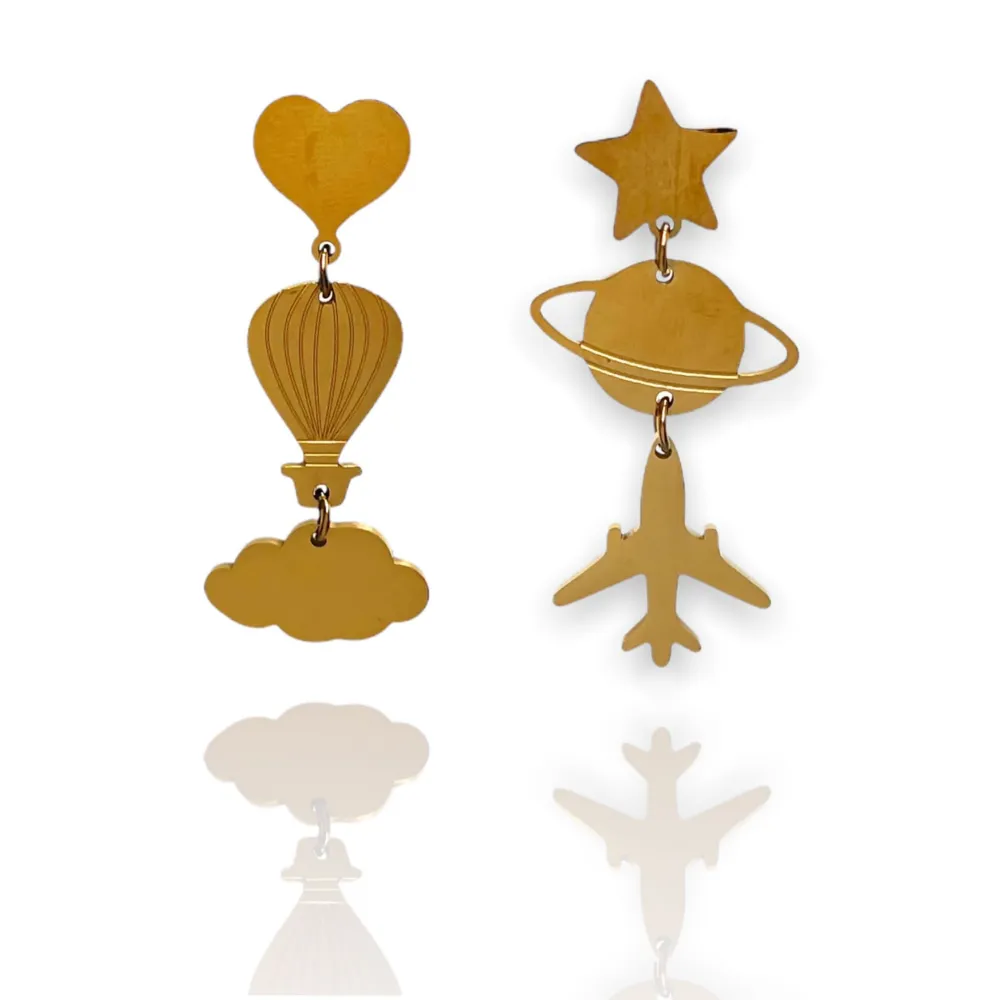 Mongolfiera Pianeta-Orecchini in Acciaio - OAP-413-932