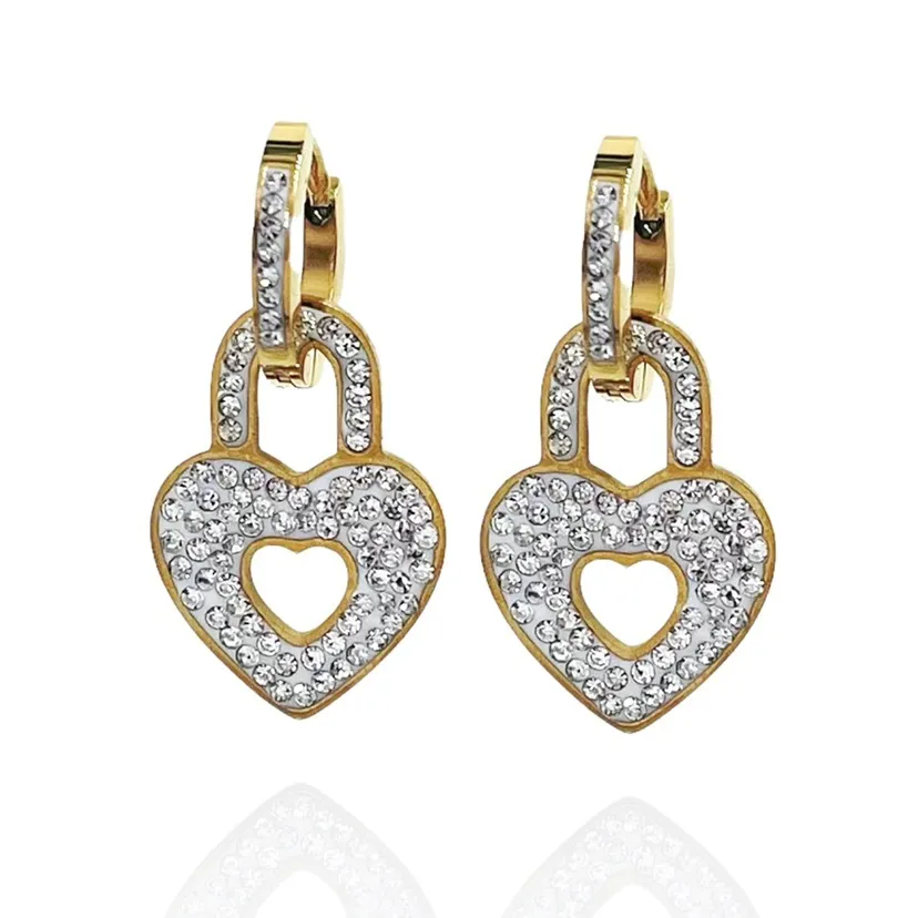 Lucchetto Cuore -Orecchini in Acciaio - OAP-413-966c