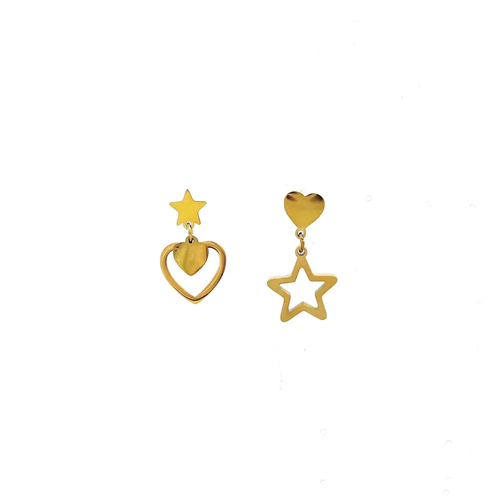 Cuore Stella - Orecchini Pendenti in Acciaio - OAP-413-Cuore
