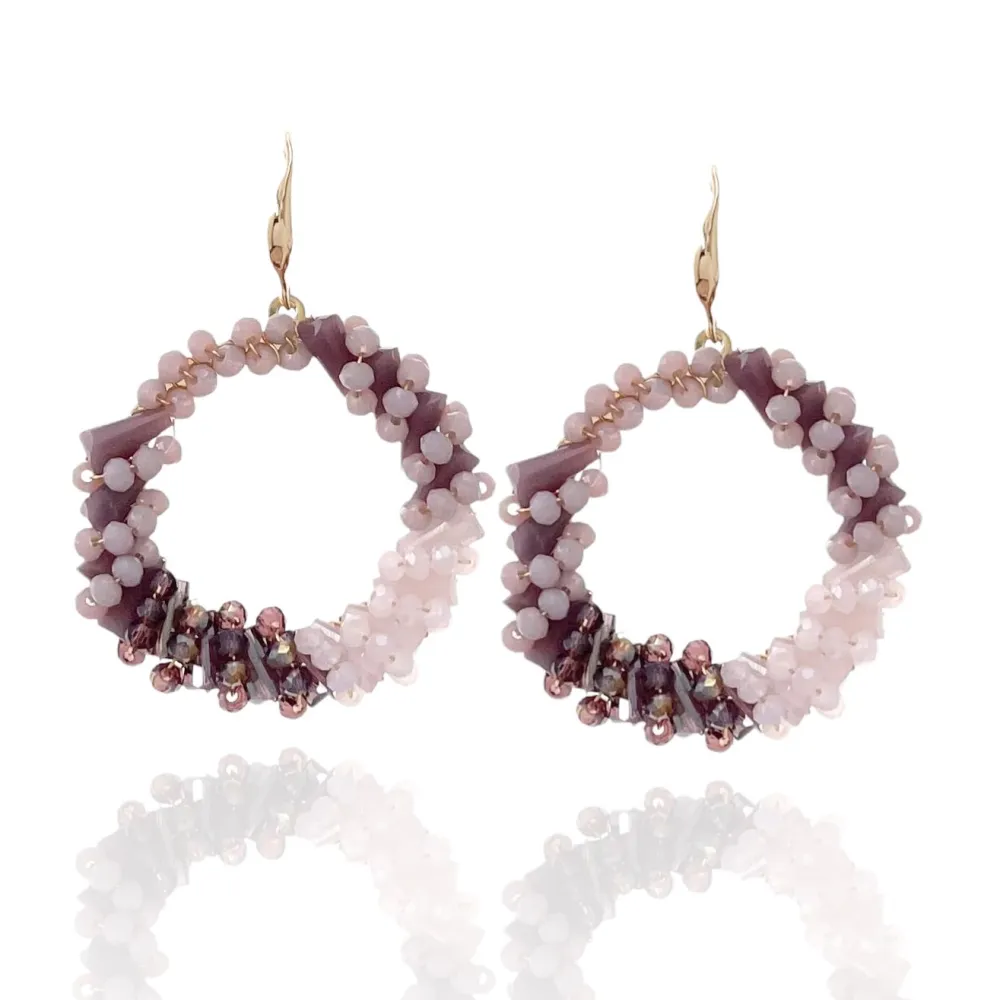 Cerchio Vuoto-Orecchini in Acciaio con Cristalli - OAP-428-10