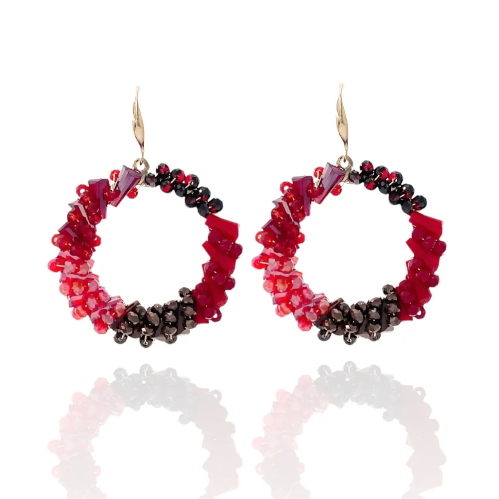 Cerchio Vuoto-Orecchini in Acciaio con Cristalli - OAP-428-10