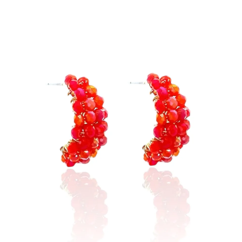 Mezza Luna con Cristalli-Orecchini in Acciaio - OAP-428-16