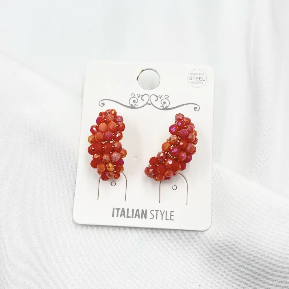 Mezza Luna con Cristalli-Orecchini in Acciaio - OAP-428-16