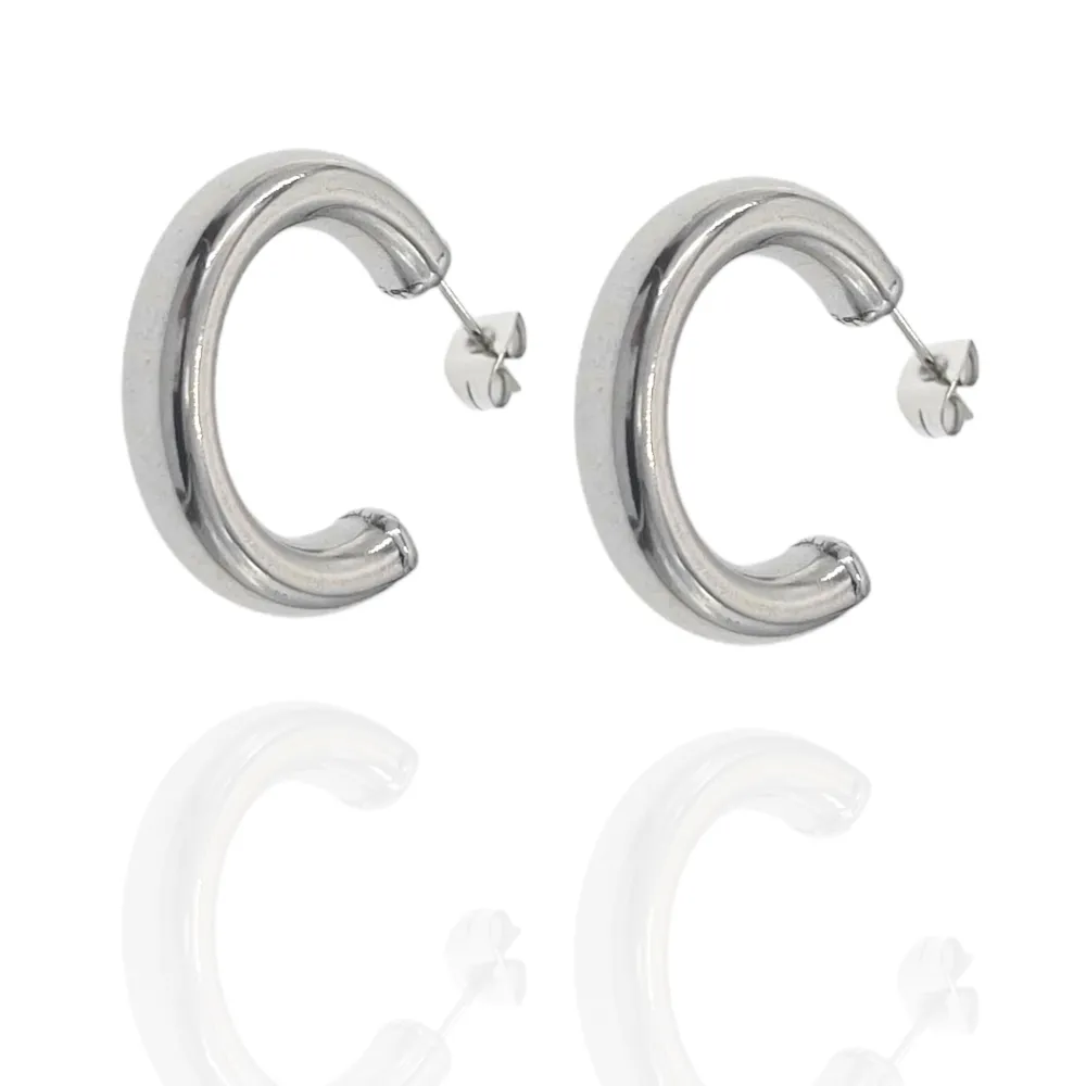 Cerchio Bombato 5x25mm-Orecchini in Acciaio - OAP-445-13 5x25mm