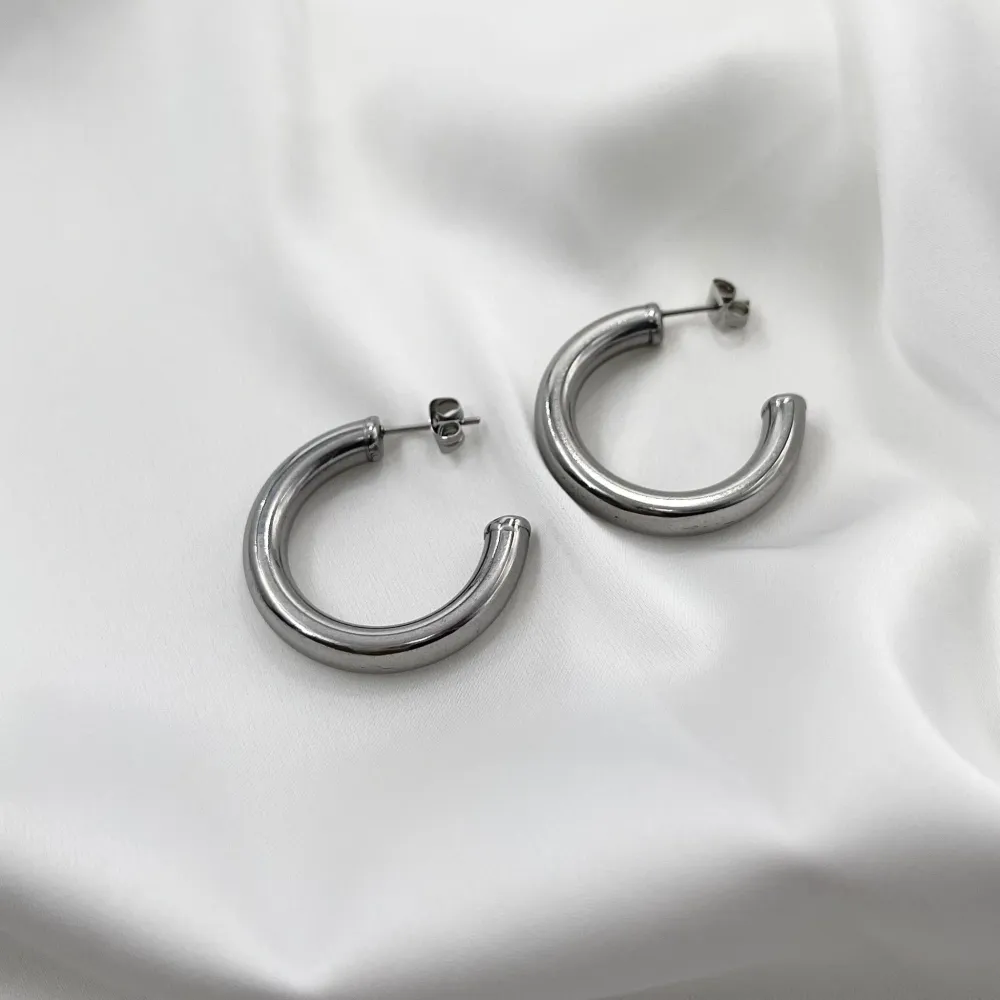 Cerchio Bombato 5x25mm-Orecchini in Acciaio - OAP-445-13 5x25mm