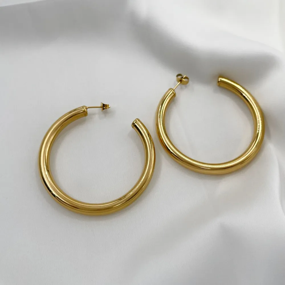 Cerchio Bombato 5x50mm-Orecchini in Acciaio - OAP-445-13 5x50mm