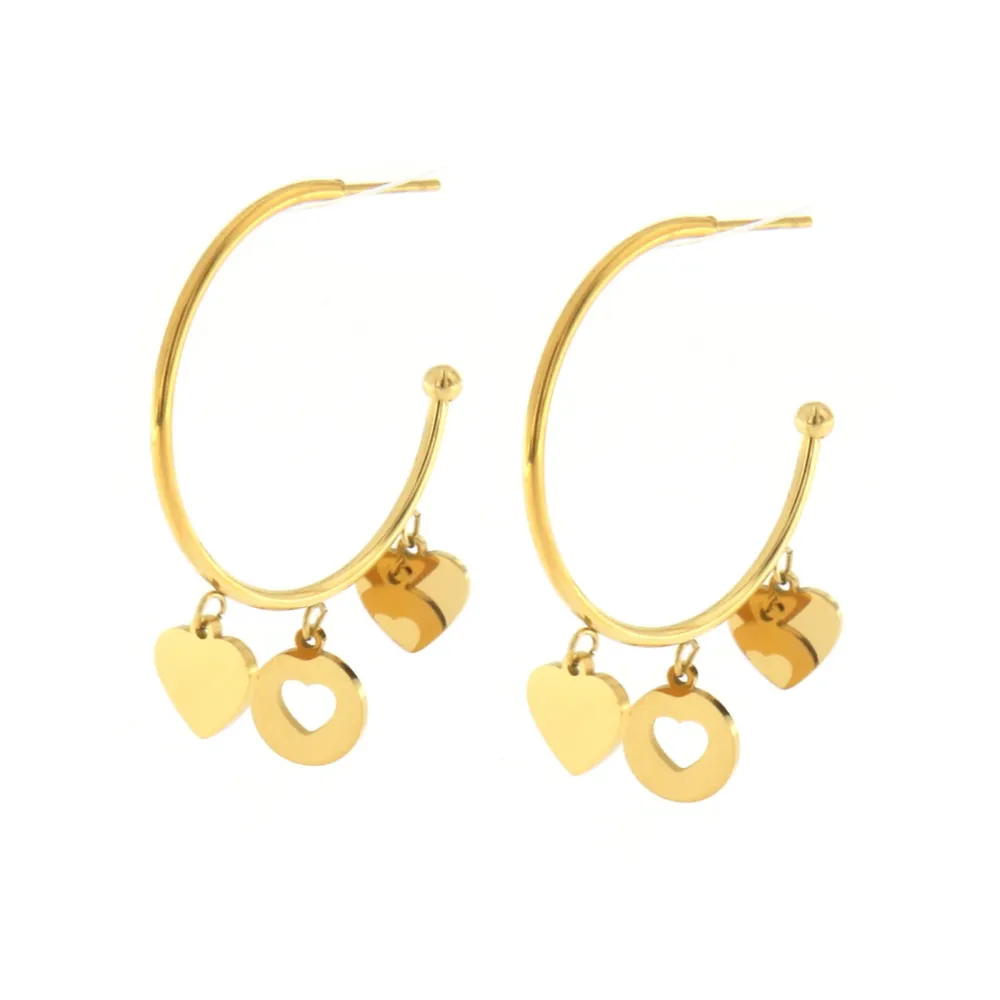 OAP6817-Cuore- Orecchini a Cerchio con Pendenti in Acciaio - OAP6817-Cuore- Orecchini a Cerchio con Pendenti in Acciaio