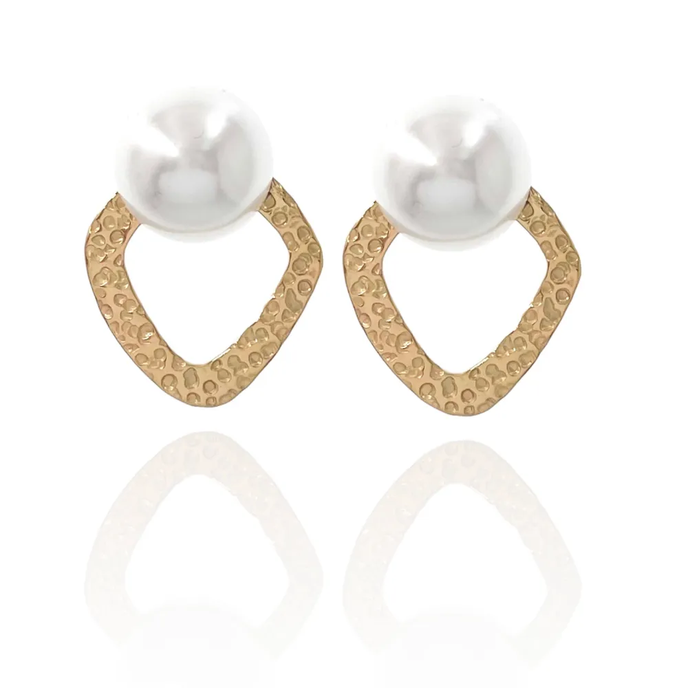 Rombo con Perla-Orecchini in Acciaio - OAP-729-05