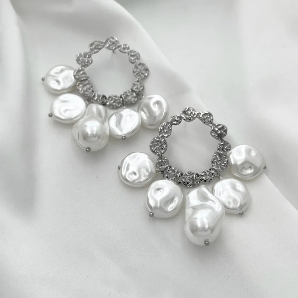 Cerchio con Perla-Orecchini in Acciaio - OAP-729-08