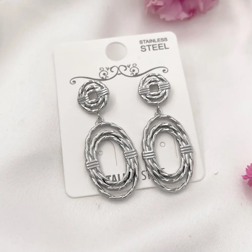 Cerchio Ovale-Orecchini in Acciaio - OAP-729-26