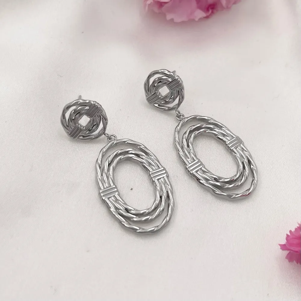 Cerchio Ovale-Orecchini in Acciaio - OAP-729-26