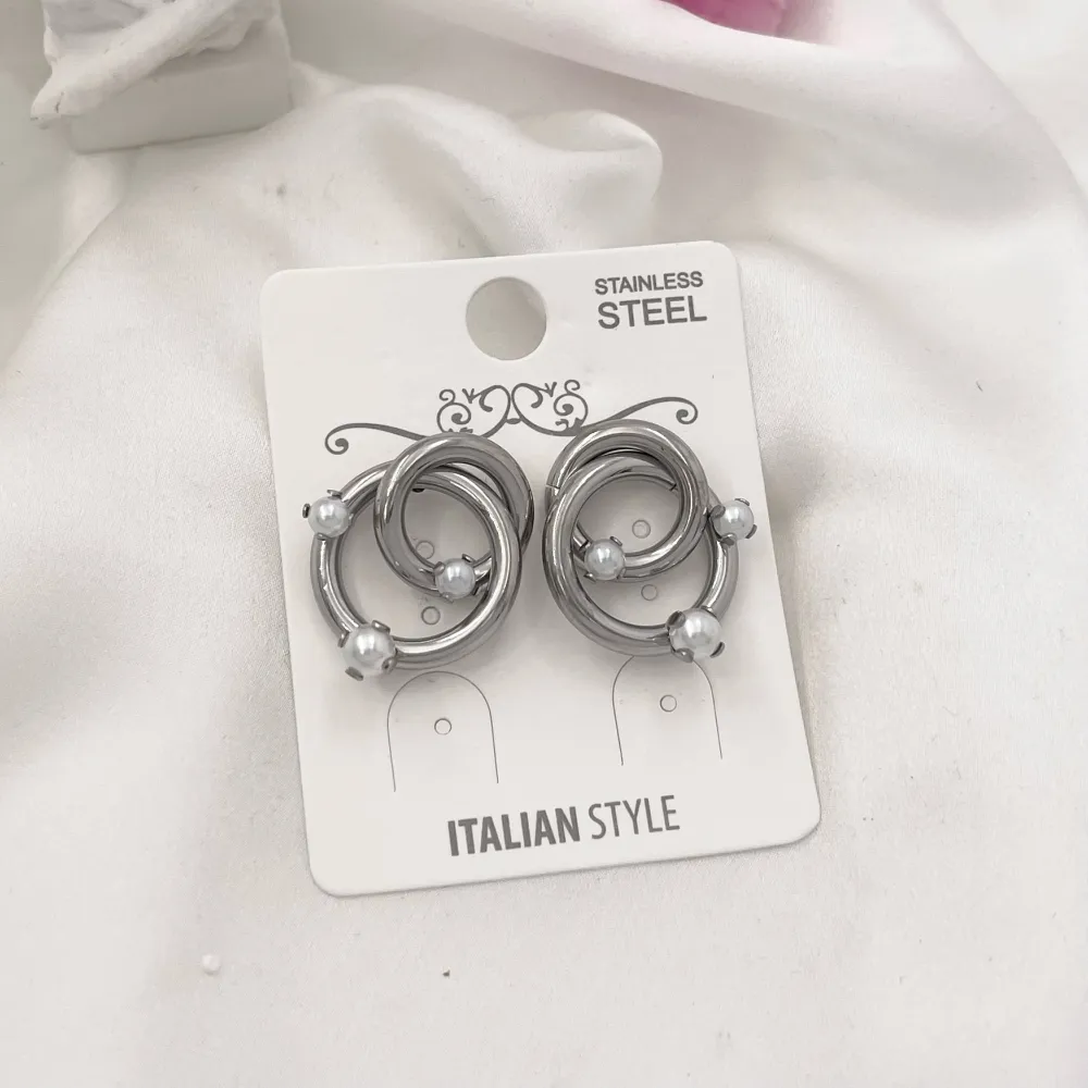 Cerchio con Perla-Orecchini in Acciaio - OAP-729-40