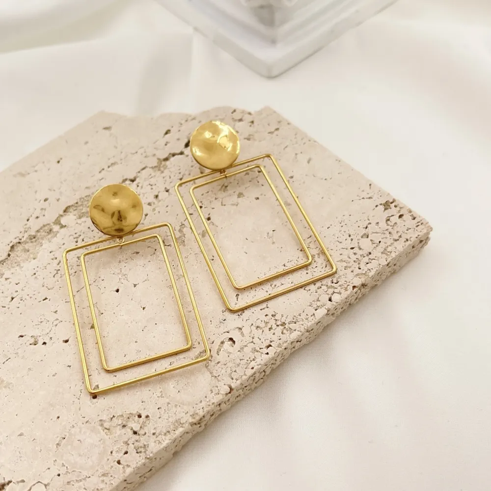 Rettangolare-Orecchini in Acciaio - OAP-732-133