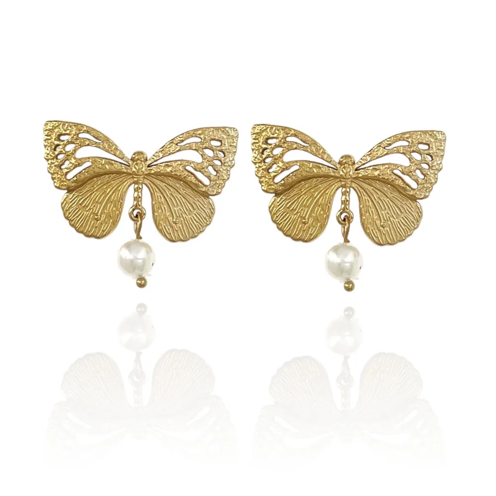 Farfalla con Perla-Orecchini in Acciaio - OAP-732-270