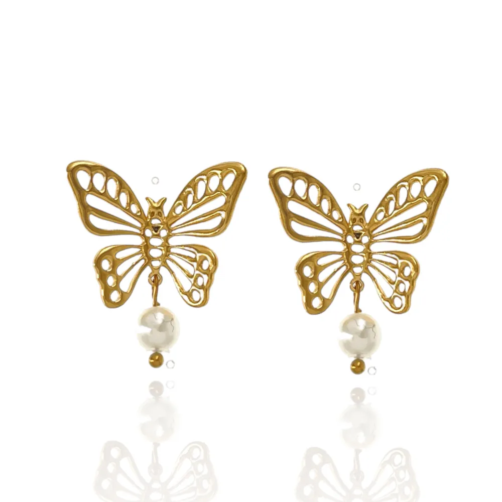 Farfalla con Perla-Orecchini in Acciaio - OAP-732-271