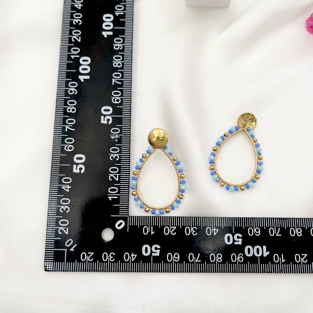 Goccia con Cristalli-Orecchini in Acciaio - OAP-732-32