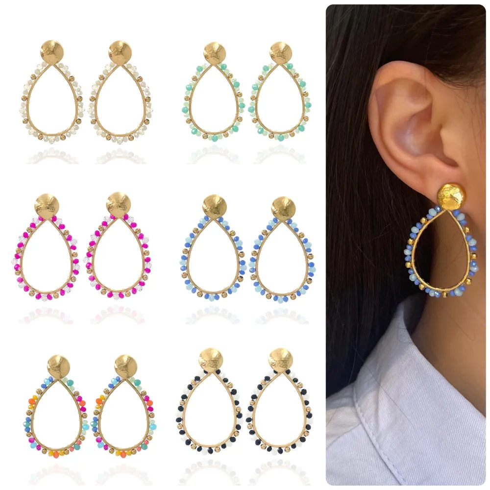 Goccia con Cristalli-Orecchini in Acciaio - OAP-732-32