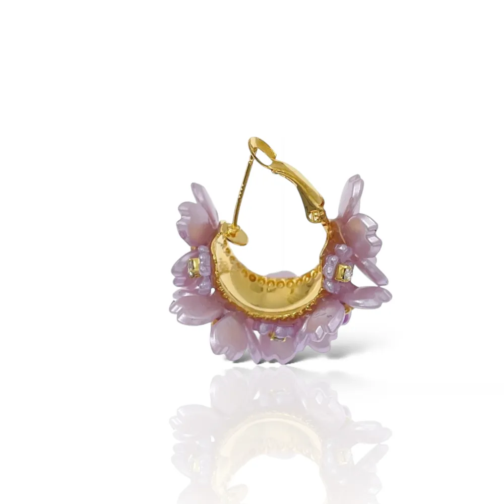 Cerchio Con fiore-Orecchini in Acciaio - OAP-732-344