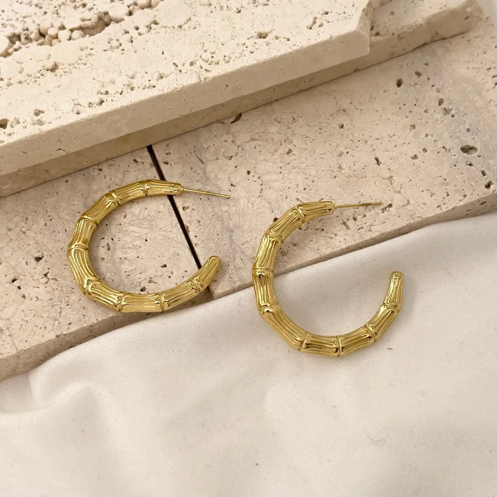 Cerchio Lavorato 35mm-Orecchini in Acciaio - OAP-732-92 35mm