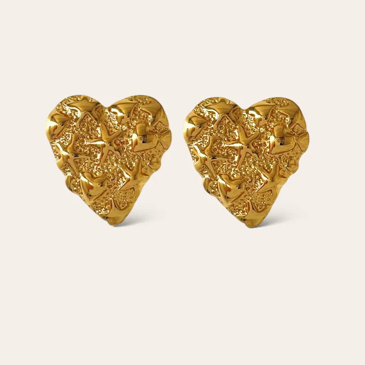 Cuore Lavorato -Orecchini in Acciaio - OAP-754-10