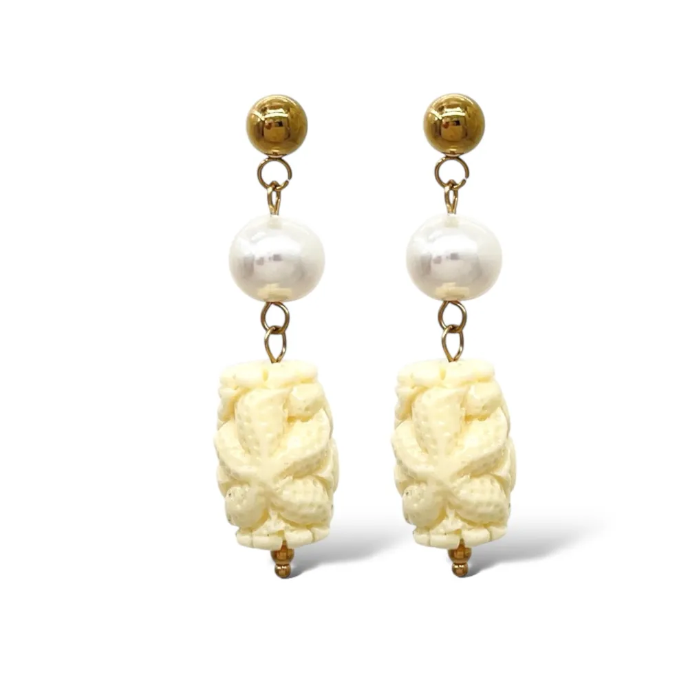 Ovale Fiore-Orecchini in Acciaio - OAP-765-16