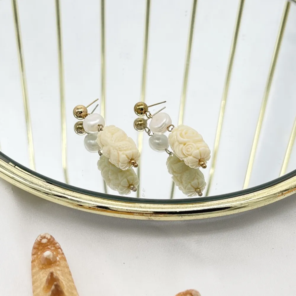 Ovale Fiore-Orecchini in Acciaio - OAP-765-16