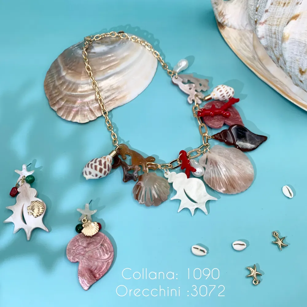 OMM3072-Conchiglia mix-Orecchini in resina - OMM-10514