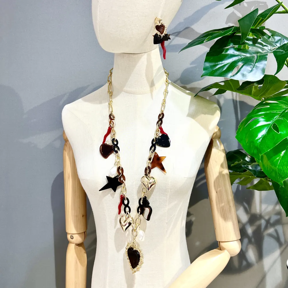 Sacro Cuore Cornino-Orecchini Moda in Resina - OMM-11142