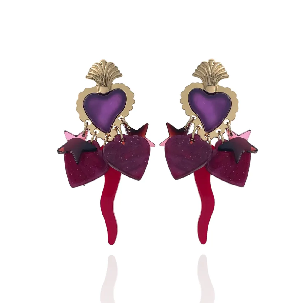 Sacro Cuore Cornino-Orecchini Moda in Resina - OMM-11142