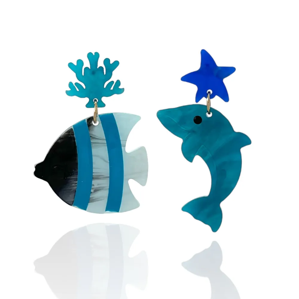 Mare Pesce Delfino-Orecchini Moda - OMM-15745