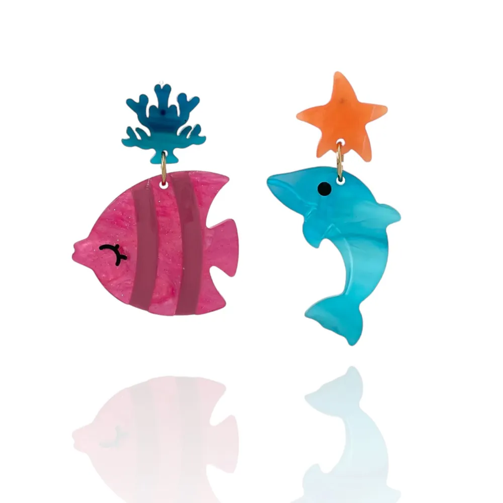 Mare Pesce Delfino-Orecchini Moda - OMM-15745