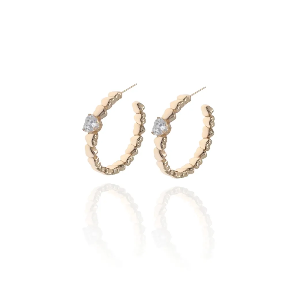 Cerchio Grande con Cuore-Orecchini con Zirconia - OMZ-109-194