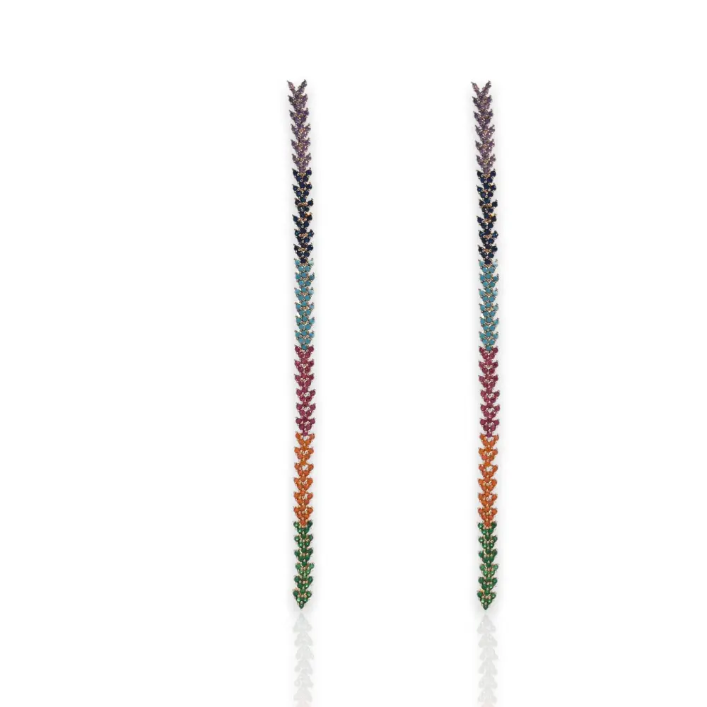 Lungo Foglia-Orecchini con Zirconia - OMZ-109-260