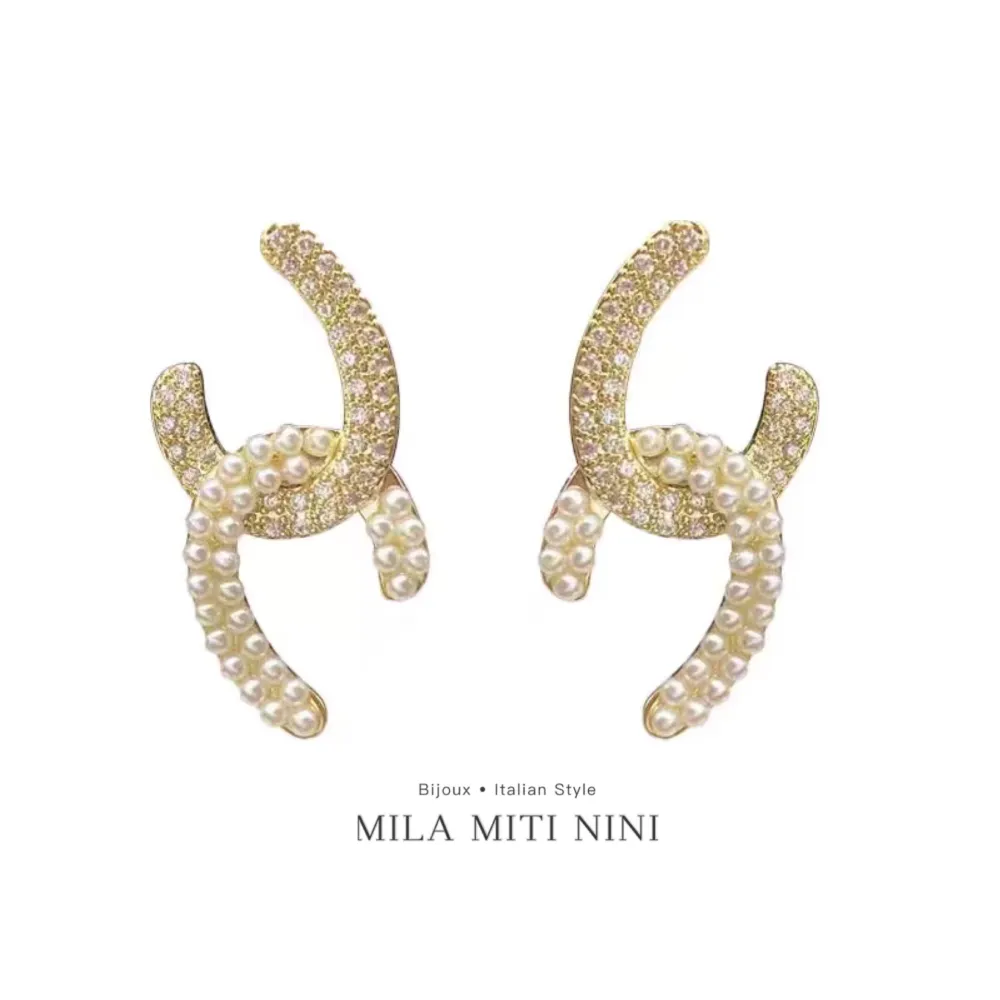 Doppio C-Orecchini con Zirconia - OMZ-506-458891