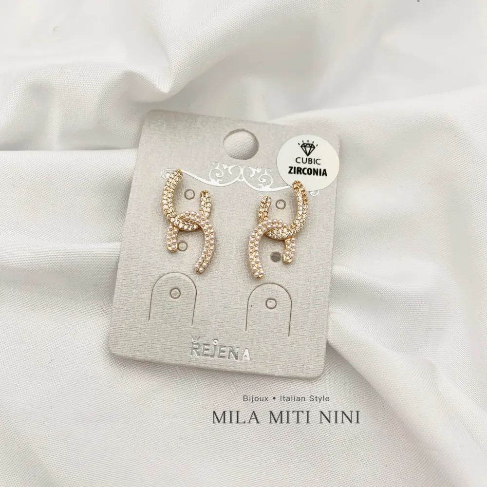 Doppio C-Orecchini con Zirconia - OMZ-506-458891