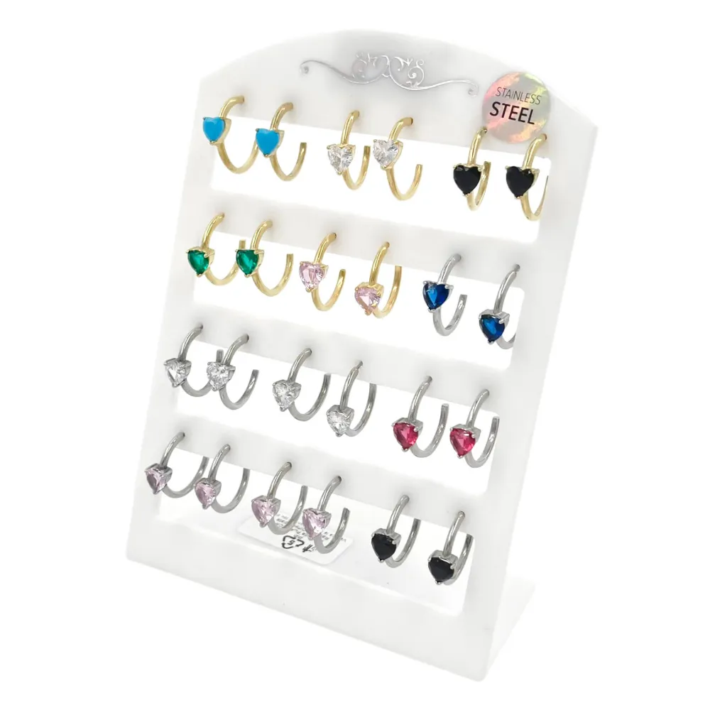 Cuore-12 Paia Orecchini in Acciaio - OPA-103-AA165E