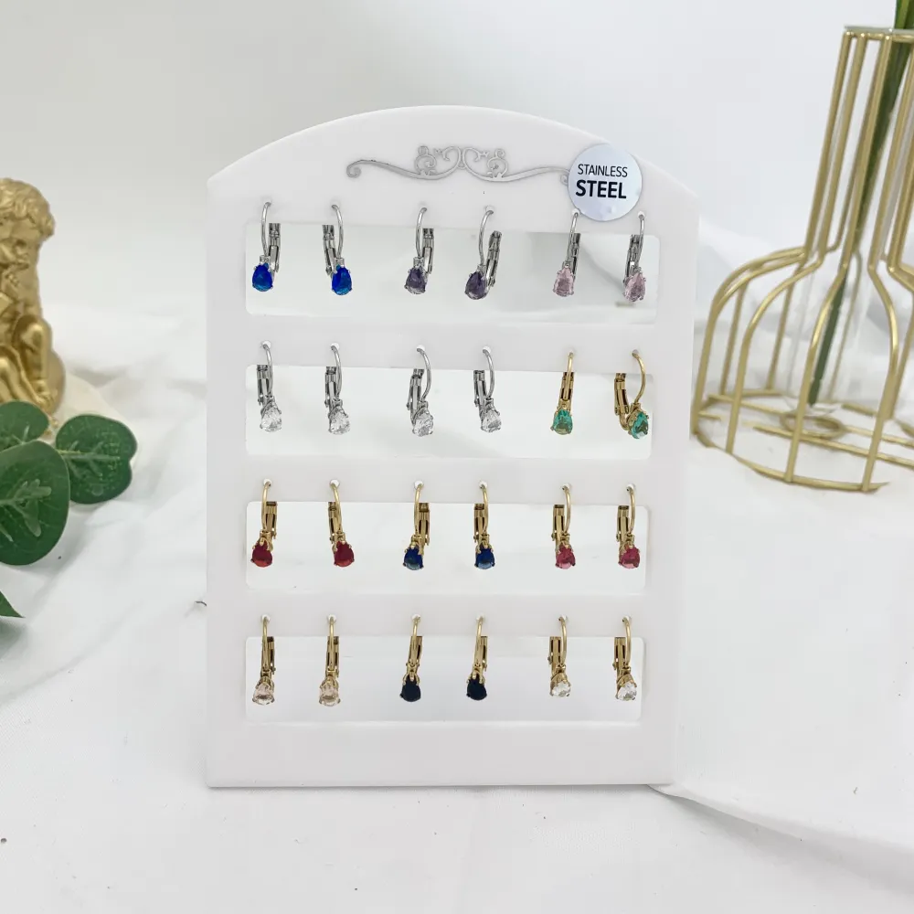 Punto Luce Goccia Colorata-12Paia Orecchini a Monachella in Acciaio - OPA-103-AA2559E