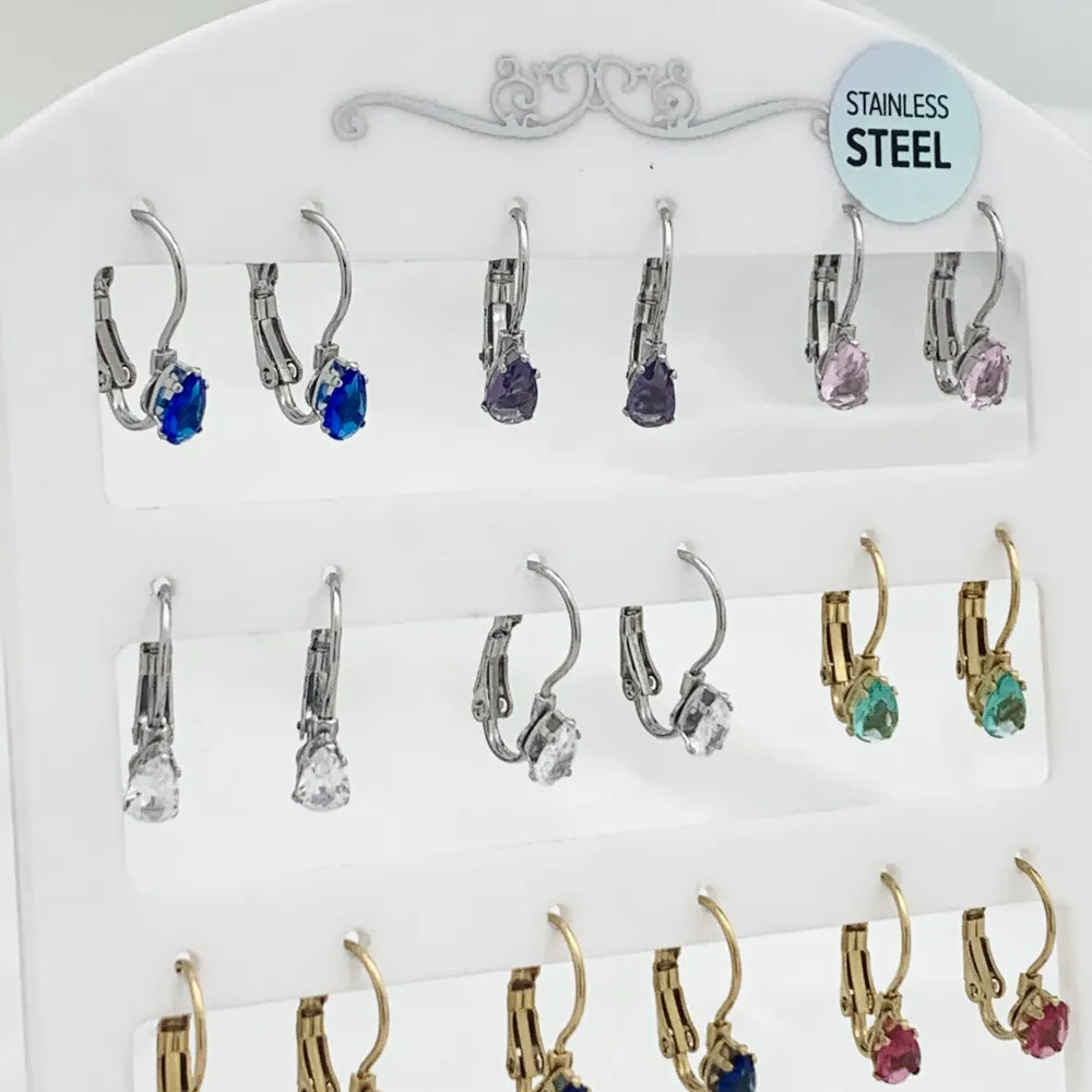 Punto Luce Goccia Colorata-12Paia Orecchini a Monachella in Acciaio - OPA-103-AA2559E