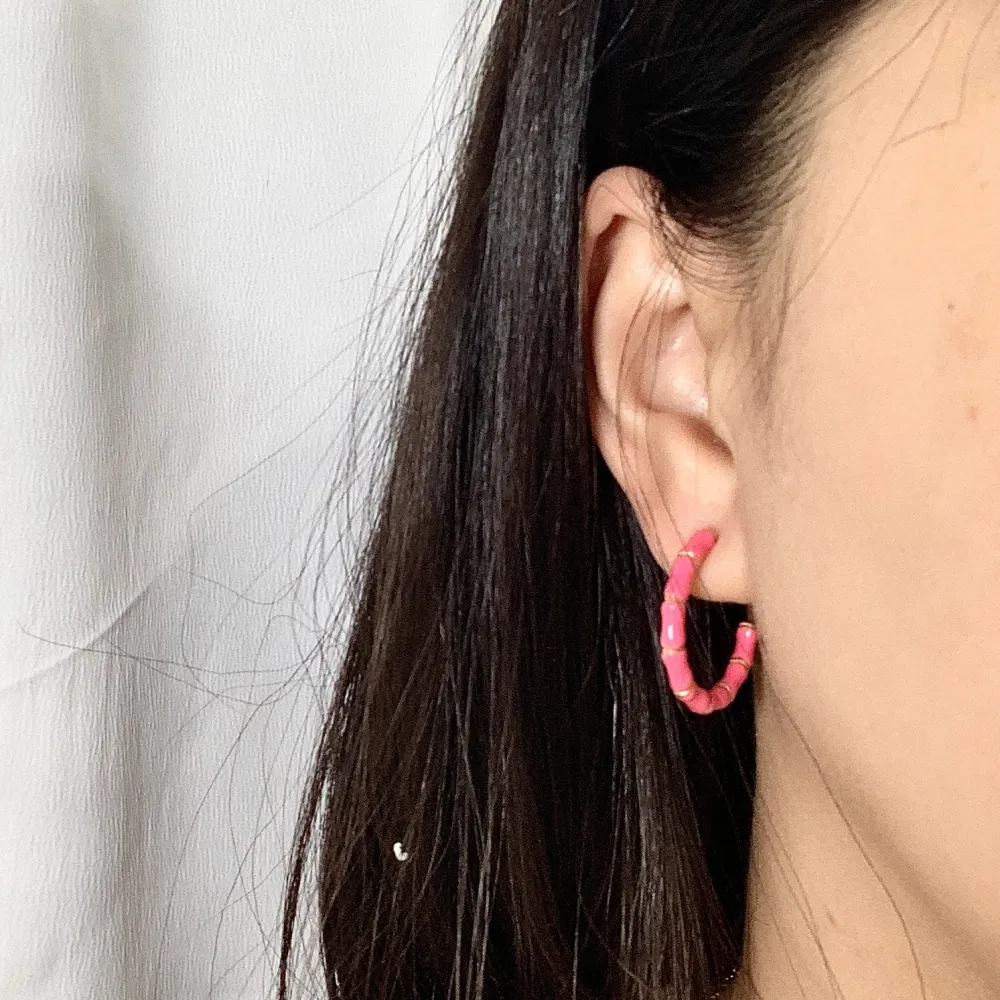 Cerchio Colorato Bambù-12Paia Orecchini in Acciaio - OPA-103-AA3320E