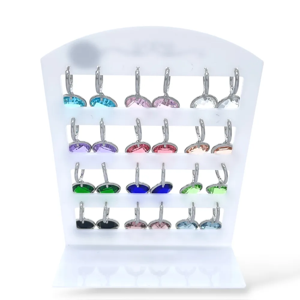 Cerchio  con Zirconia-12Paia Orecchini in Acciaio - OPA-103-AA5413EA