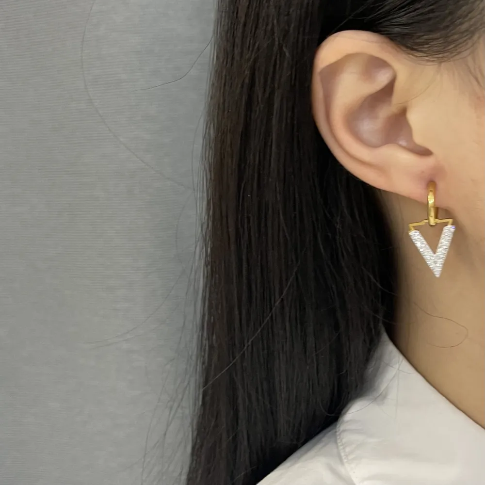 OPA450-392-Cerchio con V-12 Paia Orecchini in Acciaio - OPA-413-1055