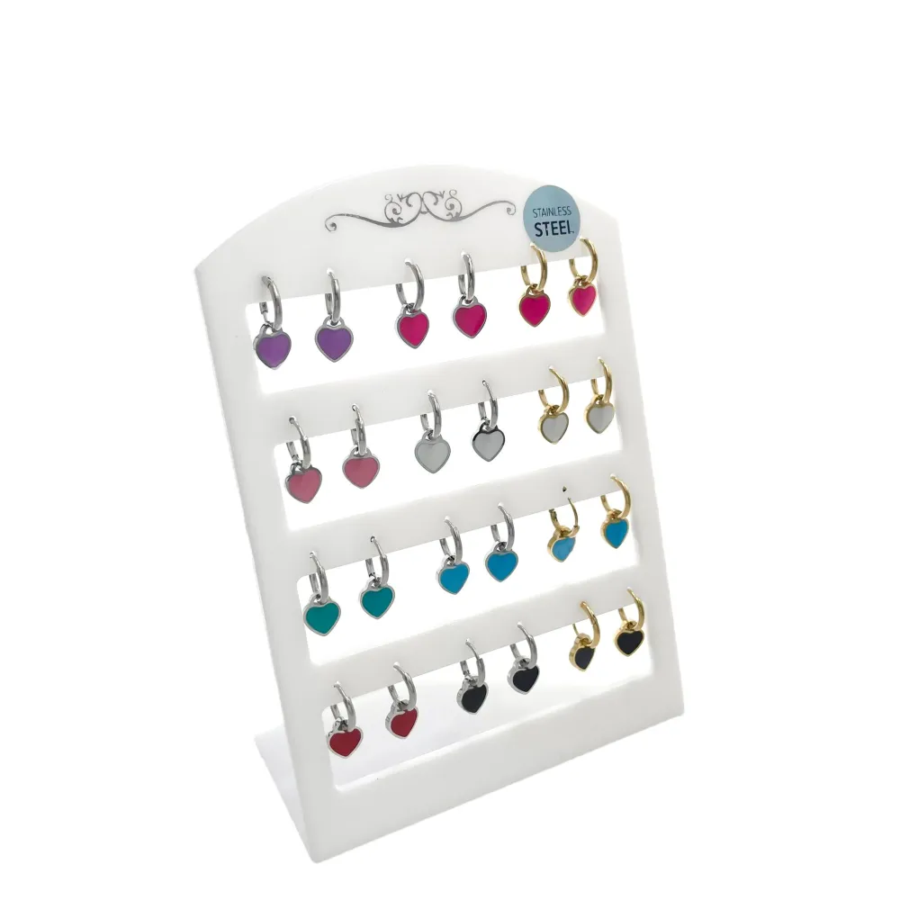 Cuore Smaltato-12Paia Orecchini in Acciaio - OPA-413-926
