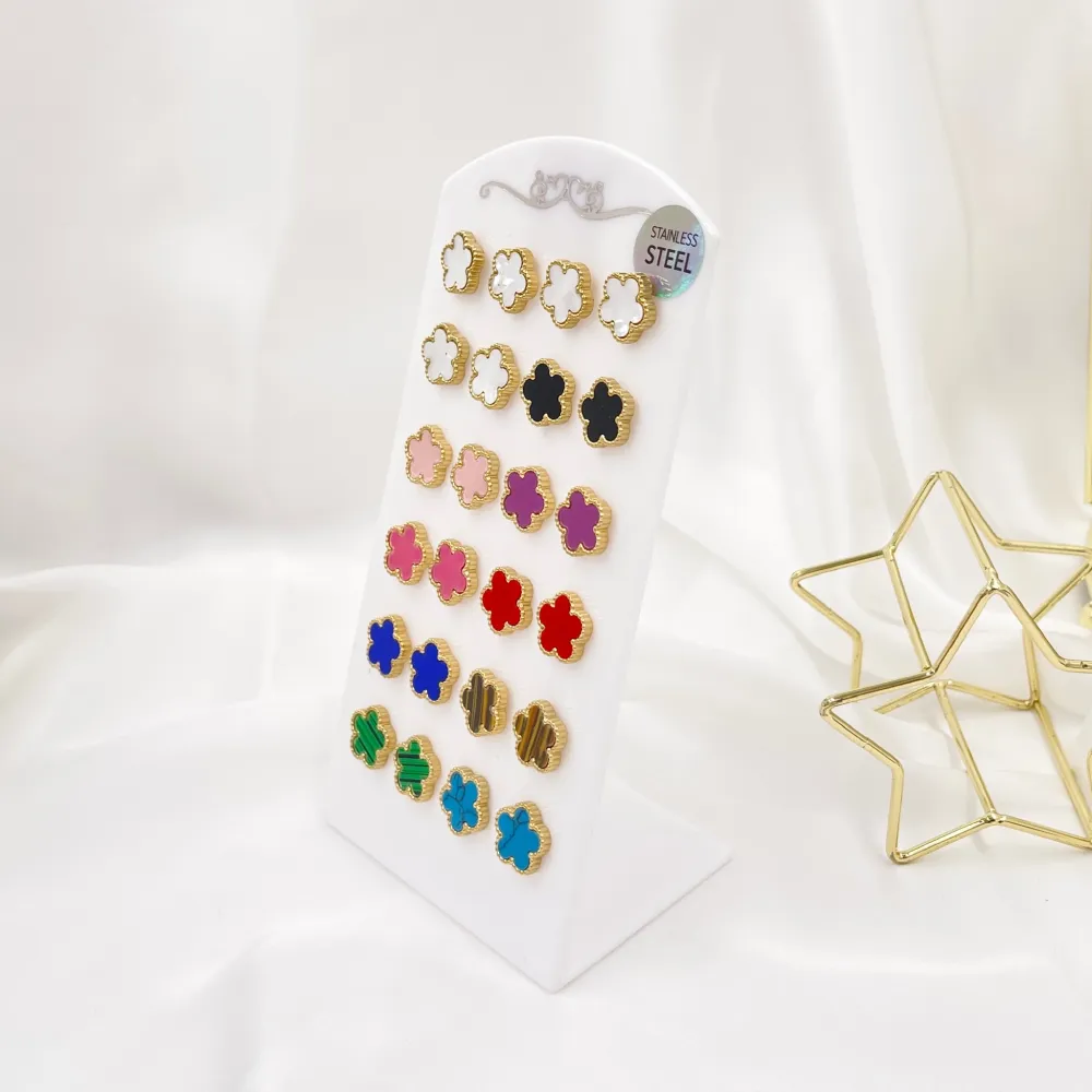 Fiore-12 Paia Orecchini in Acciaio - OPA-413-949S