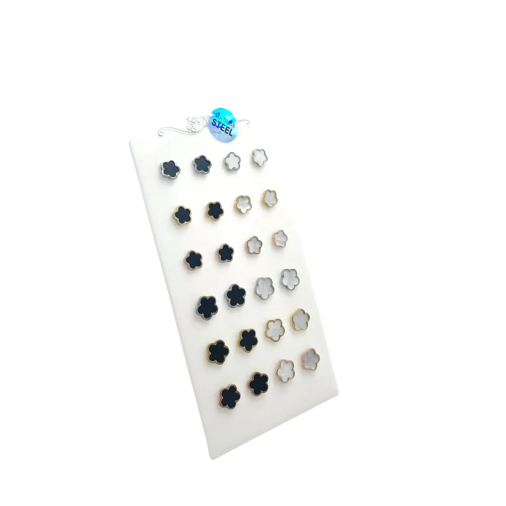 Fiore-12 Paia Orecchini in Acciaio - OPA-450-221