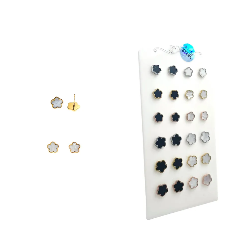 Fiore-12 Paia Orecchini in Acciaio - OPA-450-221