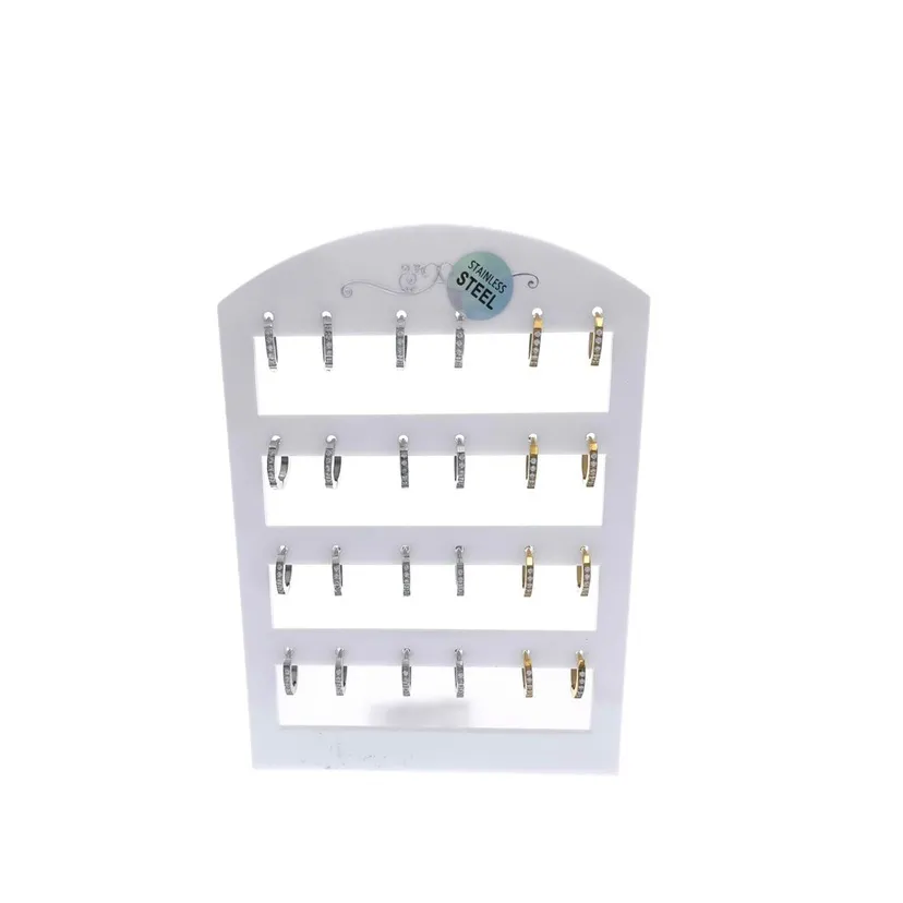 Cerchio Quadrato 2x9mm con Zirconia-24Pz Orecchini in Acciaio - OPA-450-308