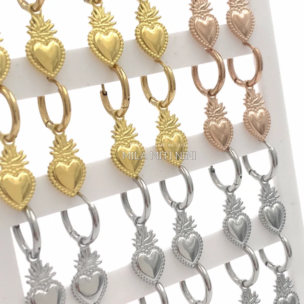 OPA450-334-Cerchi 2x10 Sarcro Cuore-12 Paia Orecchini in Acciai - OPA450-334-Cerchi 2x10 Sarcro Cuore-12 Paia Orecchini in Acciaio