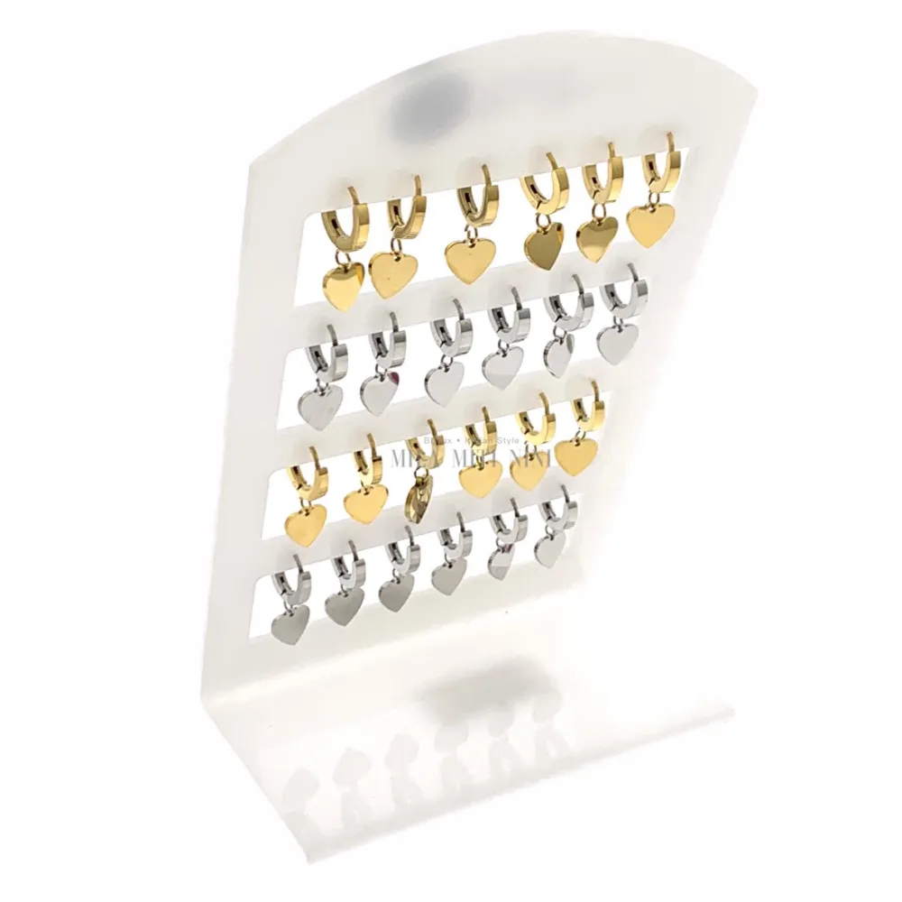 OPA7416-Cuore Smaltato- 12 Paia Orecchini a Cerchio con Pedenti - OPA450-335