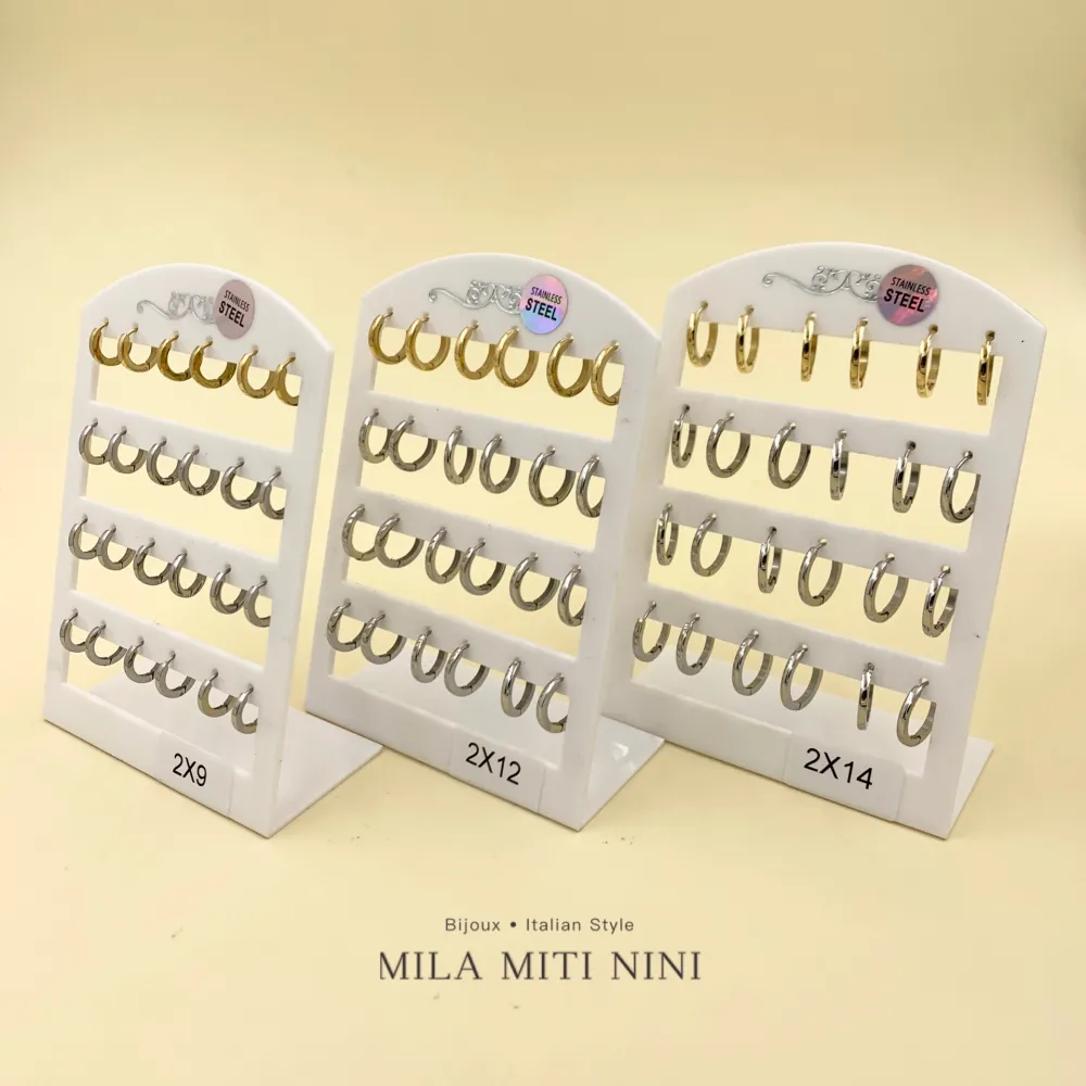 Cerchio Quadrato 2x9-12 Paia Orecchini in Acciaio - OPA-450-366