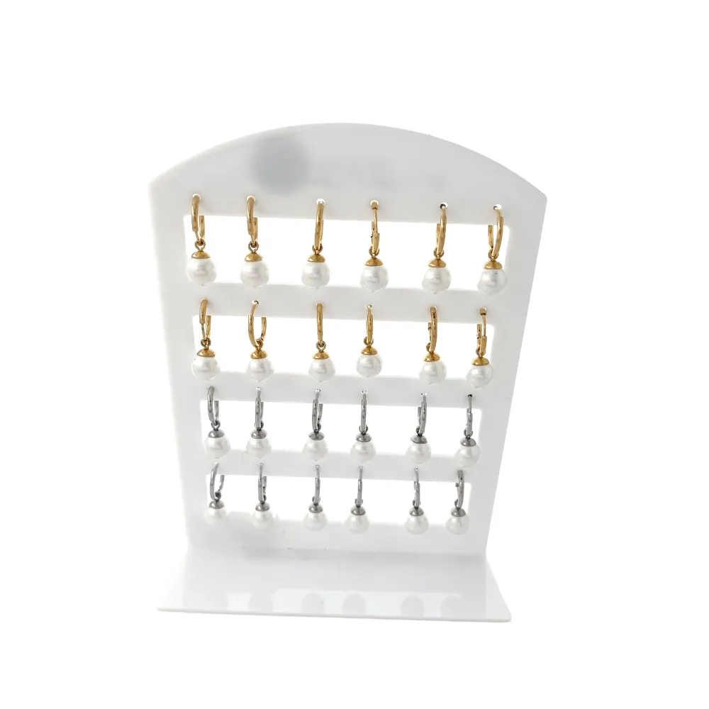 Cerchio 1.60x10mm con Perla-Orecchini in Acciaio - OPA-450-375 1.6x10mm